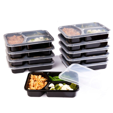 Black Reusable Lunch Boxes - Set of 10