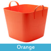 Image of orange plastic storage boxes with lids