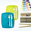 Image of Green Lunch Box with Plastic Cutlery Included - Set of 3