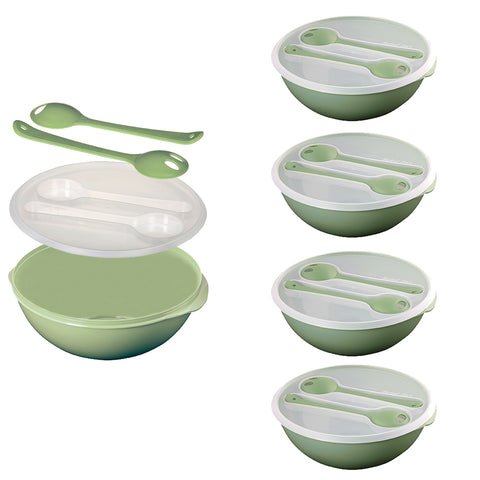 Green Salad/Fruit Bowl with Cutlery Included - Set of 4