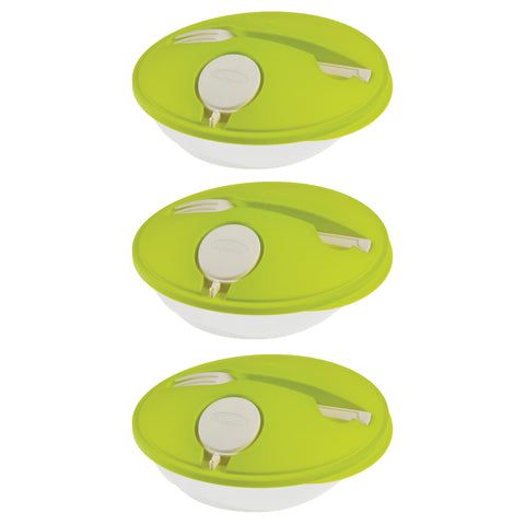 Green Salad Boxes with Fork & Sauce - Set of 3